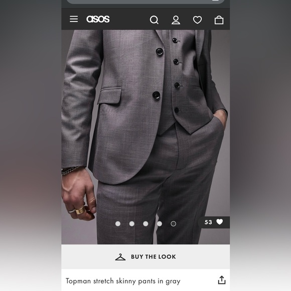 ASOS NWT “Topman” stretch skinny pants in gray 34x30 - Picture 5 of 8